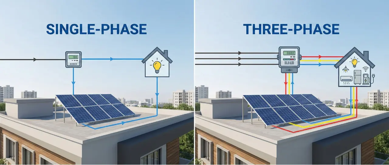 1-Phase to 3-Phase Upgrade for Solar: Cost, Process, and When It’s Required (Tamil Nadu 2025 Guide)